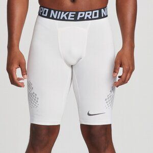 Nike Pro Men's Size Large Dri Fit White Tight Fit Compression Shorts 11'' Inseam